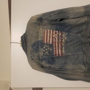 LRL Lauren Jeans Company.. Ralph Lauren jean jacket with flag on back... size XL